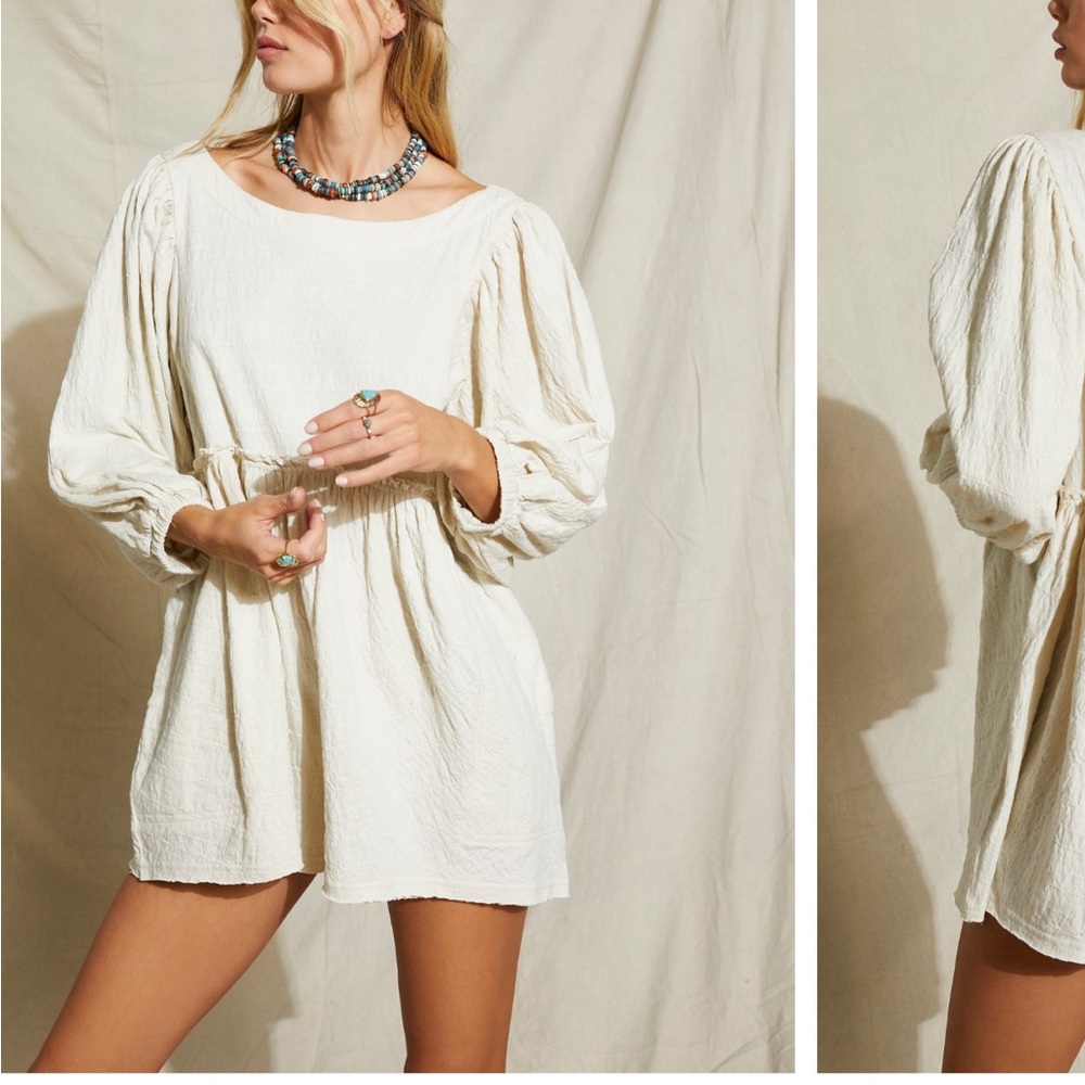 Free People Cream Long Sleeve Dress